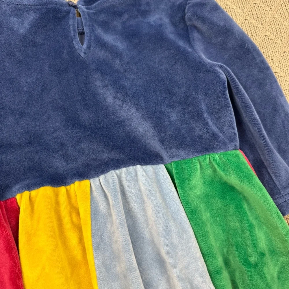 Mini Boden Rainbow Velour Girls Twirl Dress 3/4